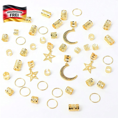 45stück gold haarschmuck set - gold,